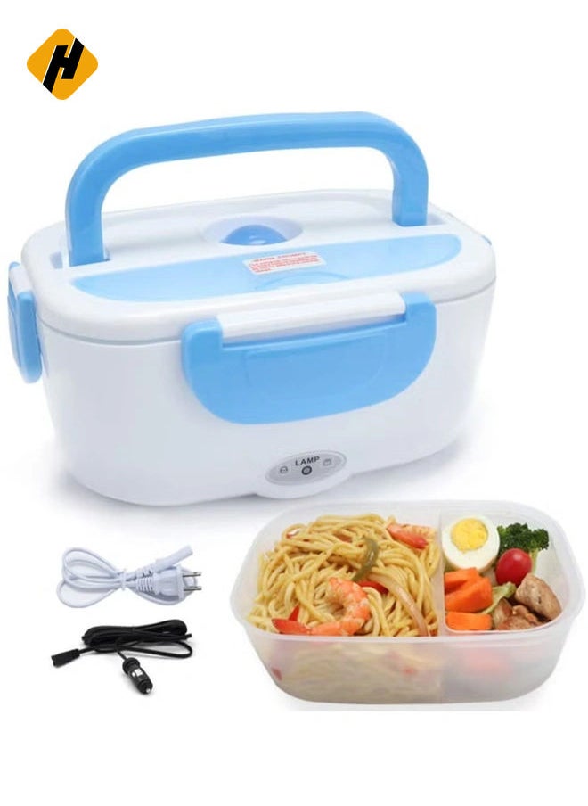 Electric Lunch Box 2 in 1, Portable Food Warmer Heating,Food-Grade Container, 12V 110V 40W Adapter, Car Truck Home Work Use, Spoon and 2 Compartments Included