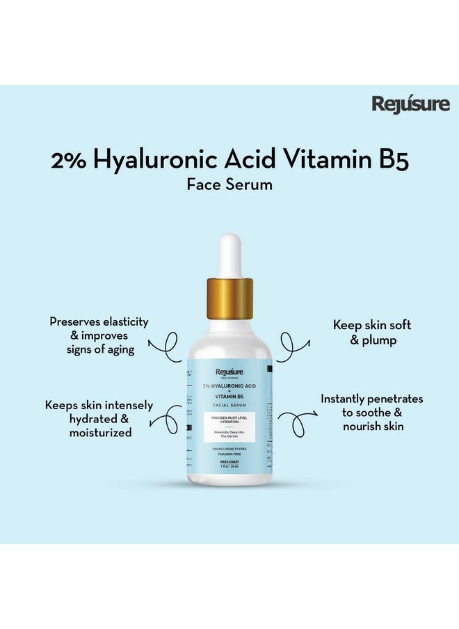 2% Hyaluronic Acid + Vitamin B5 Facial Serum Provides Multilevel Hydration For Women & Men With Dry & Normal Skin 30Ml (Pack Of 2)