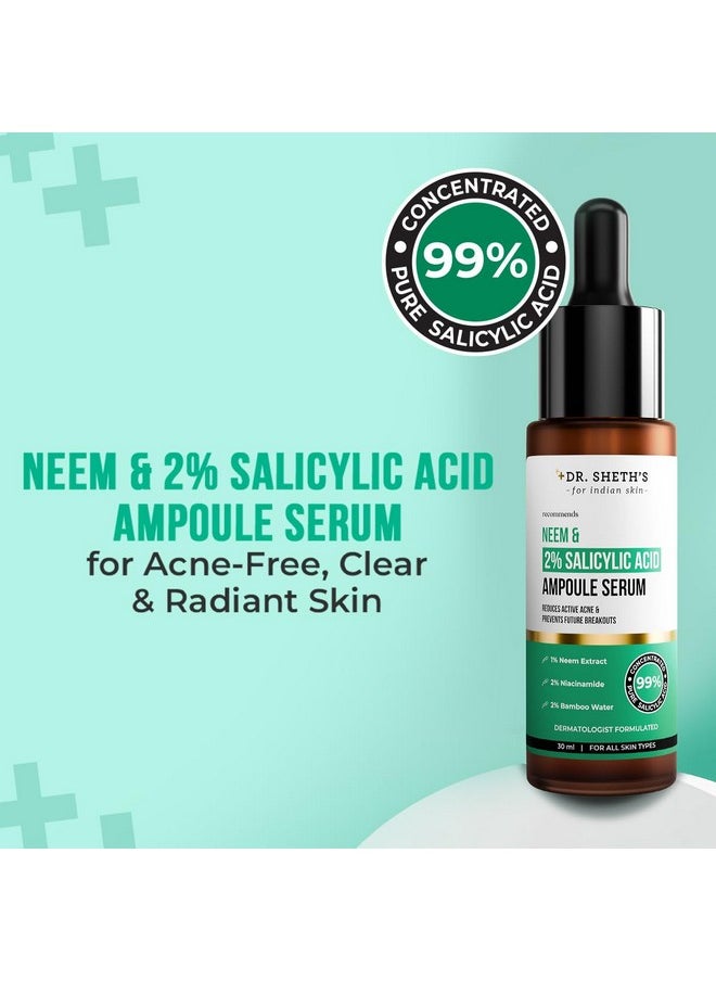 Neem & Salicylic Acid Serum For Active Acne,Blackheads & Open Pores|2% Salicylic Acid & 1% Niacinamide|For Oily & Acne-Prone Skin|Men & Women|30Ml