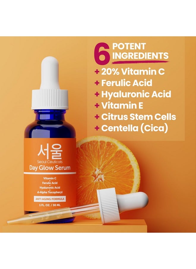 Korean Skin Care 20% Vitamin C Hyaluronic Acid Serum + Ce Ferulic Acid - Potent Anti Aging, Anti Wrinkle Korean Beauty 1Oz