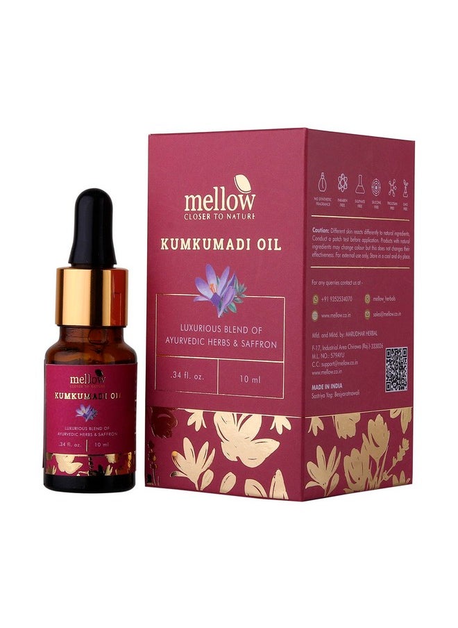 Kumkumadi Face Oil For Glowing Skin & Deep Nourishment, Tailam Extracted From Pure Ayurvedic 24 Herbs & Kesar, Reduces Pigmentation, Fine Lines & Wrinkles, Chemical Free [10Ml]