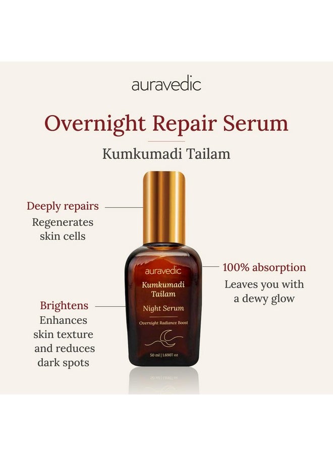 Kumkumadi Tailam Night Serum For Glowing Skin 50Ml Kumkumadi Oil Anti Aging Serum Face Serum For Glowing Skin Kumkumadi Night Serum For Face Overnight Radiance Boost