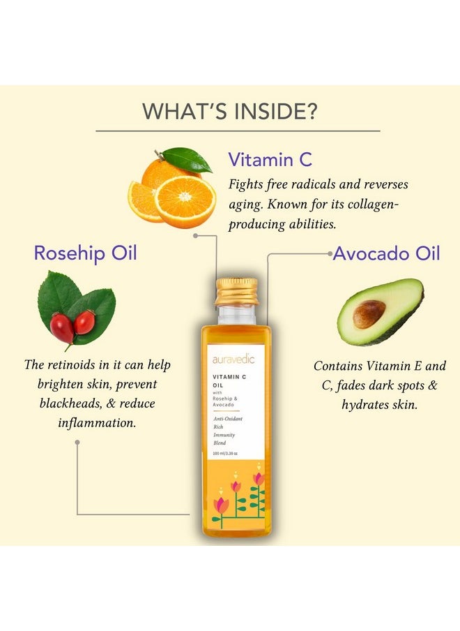 Vitamin C Serum Oil Face Serum For Women Men 100 Ml Vitamin C Oil Face Moisturizer With Avocado Oil Grapeseed Oil Almond Oil Vitamin E