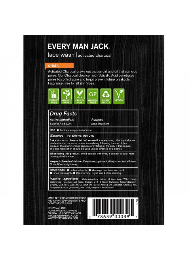 Every Man Jack Charcoal Face Wash, Skin Clearing, Fragrance Free, 5-ounce (Pack of 1), SG_B002ATDRAE_US