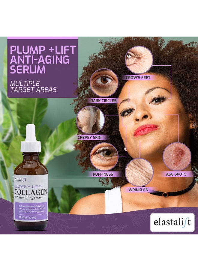 Elastalift Collagen Facial Serum Lifting, Plumping, Firming Collagen Serum For Face Improves Elasticity, Evens Skin Tone, Plumps, & Lifts Sagging Skin, Non-Greasy Wrinkle Serum, 1.75 Fl Oz Pack of 2