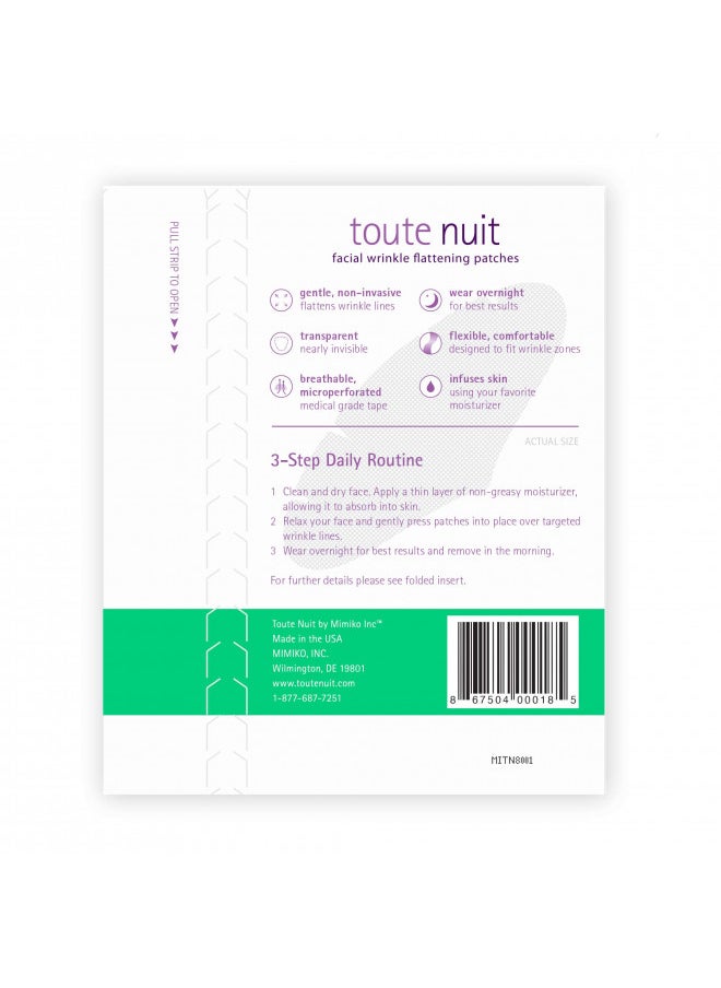 Toute Nuit Facial Wrinkle Flattening Patches, Grooves - UNISEX Extra Wide Forehead Coverage Anti-Wrinkle Patches, Face Tape - 20 Patches