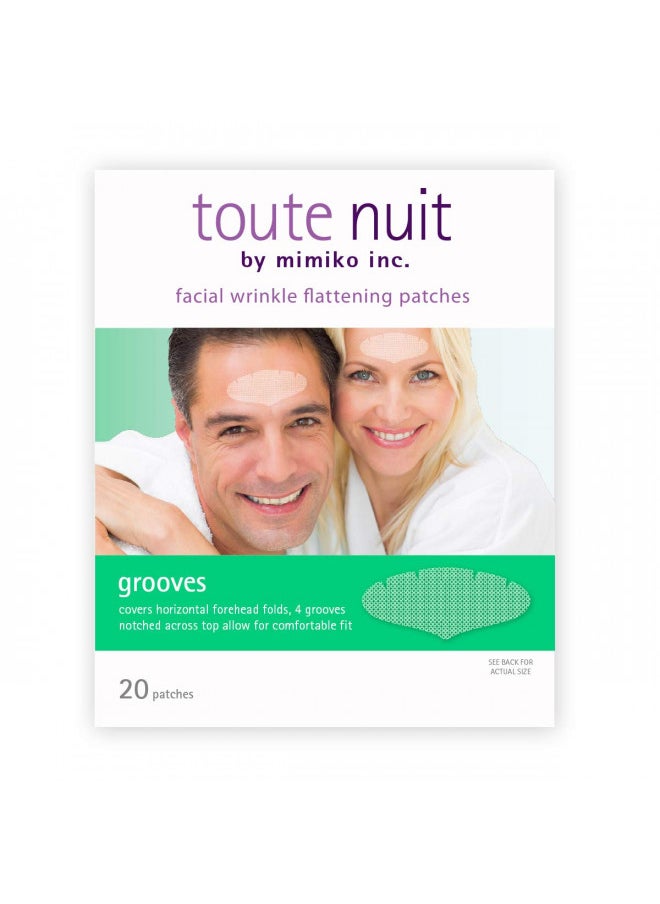 Toute Nuit Facial Wrinkle Flattening Patches, Grooves - UNISEX Extra Wide Forehead Coverage Anti-Wrinkle Patches, Face Tape - 20 Patches