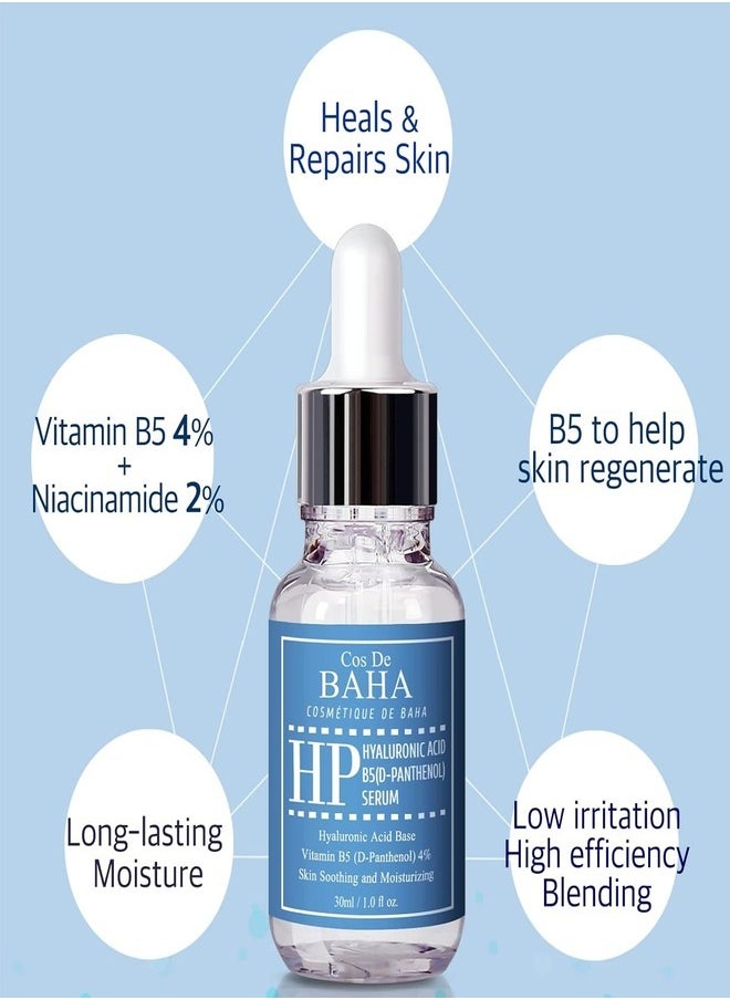 Cos De BAHA Vitamin B5 4% + Hyaluronic Acid Serum 30ml - Hydrating Face + Anti Wrinkle, D-Panthenol