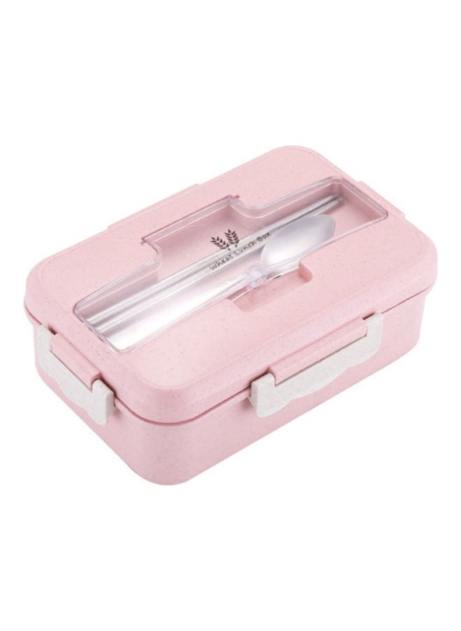 Leakproof Portable Lunch Box With Spoon And Chopsticks Pink 21.50x7.50x14.50cm