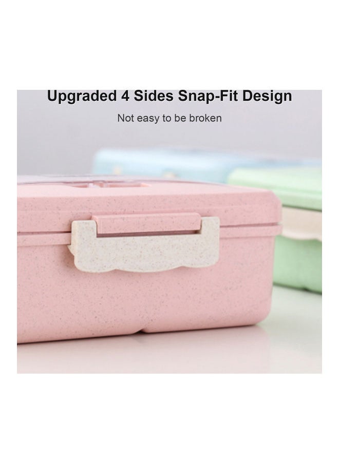 Leakproof Portable Lunch Box With Spoon And Chopsticks Pink 21.50x7.50x14.50cm