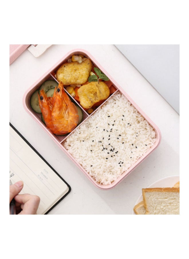 Leakproof Portable Lunch Box With Spoon And Chopsticks Pink 21.50x7.50x14.50cm