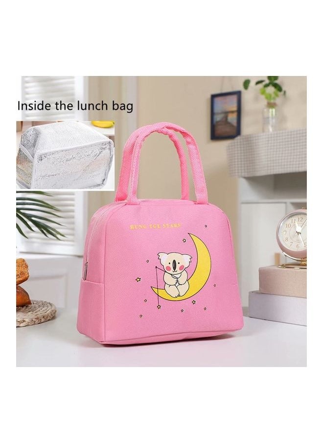 Moon Koala Pattern Insulated Lunch Bag Pink 20.5x18x15cm