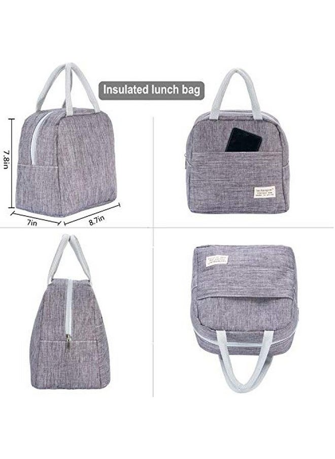 Small Lunch Bags For Women And Men Kids Insulated Cooler Lunch Tote Bag Reusable Lunch Box Kids For Back To School, Work, Office(Grey)