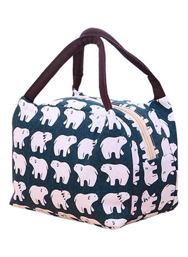 Printed Zipper Lunch Bag White/Blue