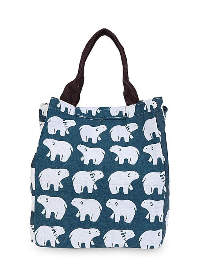 Printed Zipper Lunch Bag White/Blue