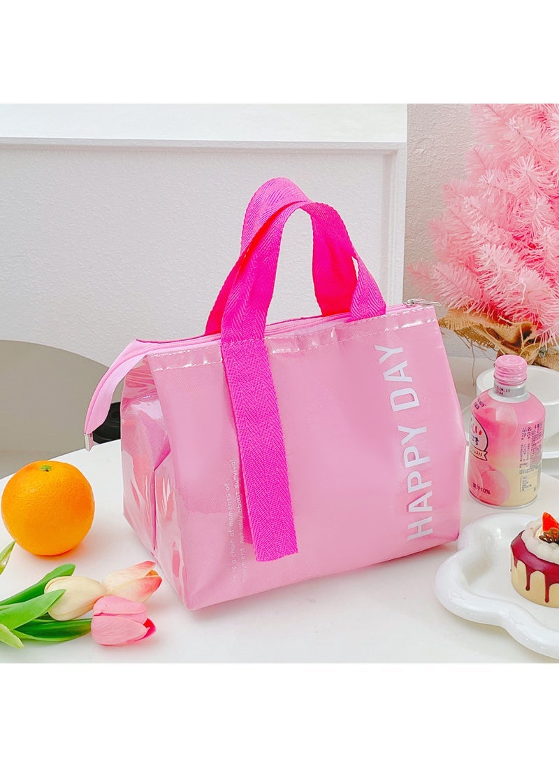 Insulated Lunch Bag Thickened Foil Pink happy (waterproof model)