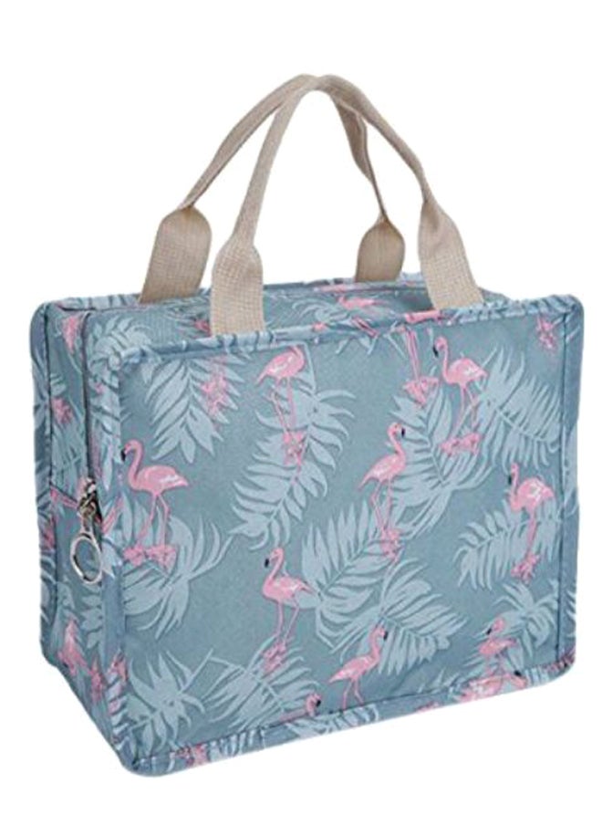 Flamingo Print Insulated Food Container Lunch Bag Blue/Grey/Pink One Size