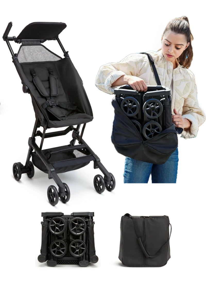 Ultra Compact Lightweight Travel Stroller for Kids | Airplane-Friendly Foldable Stroller with 5-Point Harness, Sun Shade & Carrying Case – Lightweight Travel Stroller, Weighs Only 12 lbs (5.4 kg) Stroller Capacity 25Kg