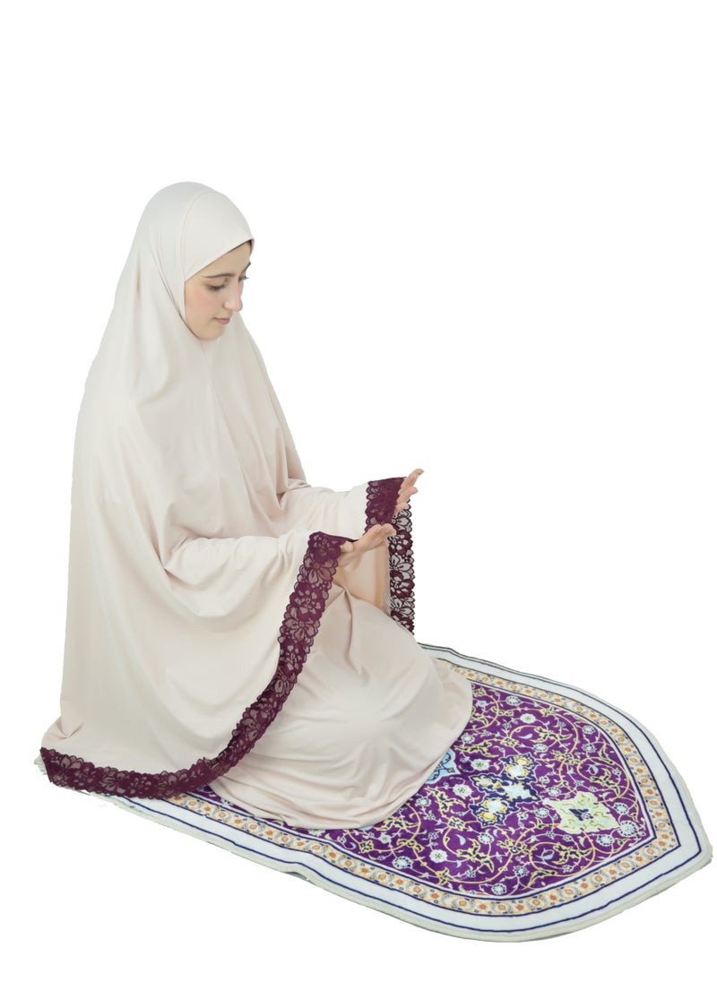 Two Piece Islamic prayer dress women with Lace - Prayer Clothes for Women - Prayer Abaya For women - Jilbab 2 piece, Umrah essentials for women - Prayer set