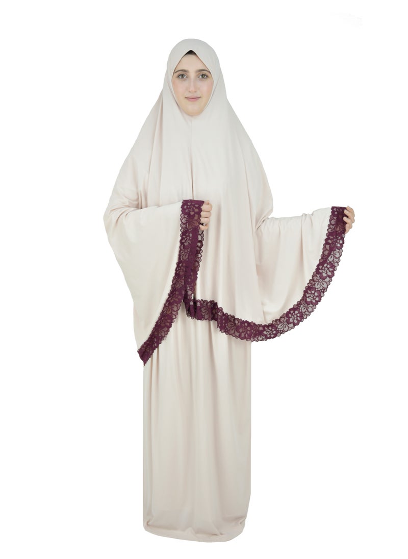 Two Piece Islamic prayer dress women with Lace - Prayer Clothes for Women - Prayer Abaya For women - Jilbab 2 piece, Umrah essentials for women - Prayer set