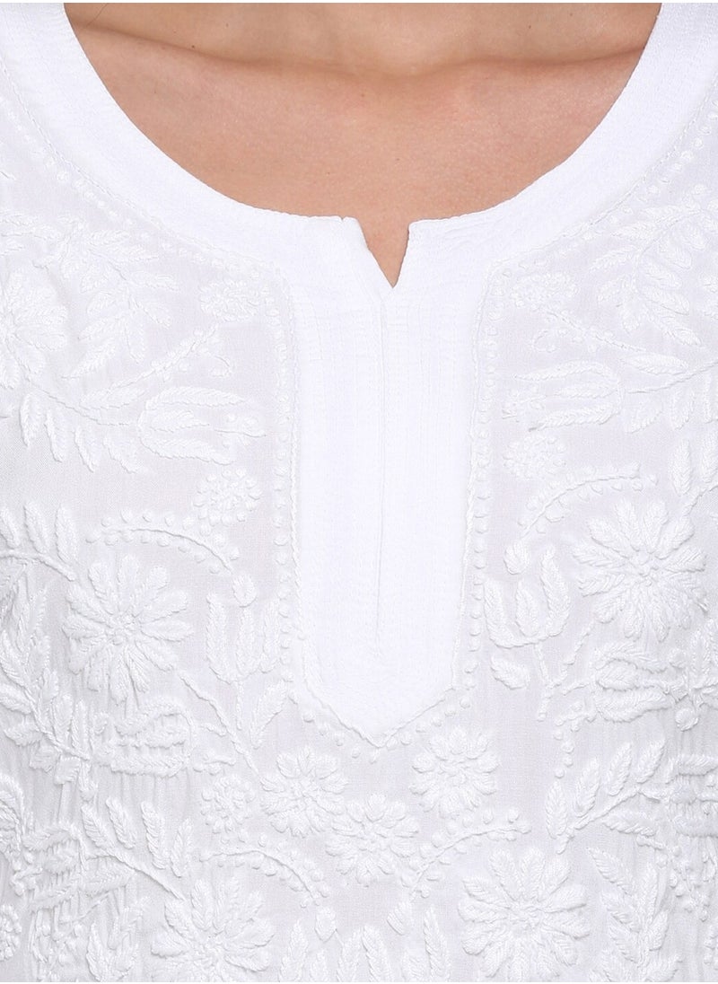 Women Hand Embroidered Chikankari Rayon Kurta-AL3451