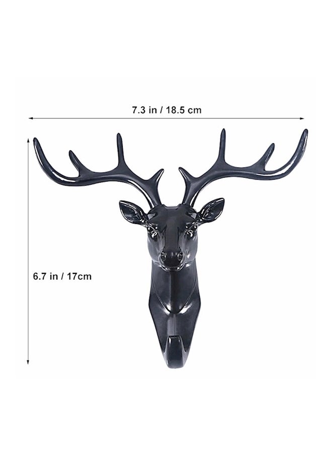 Multipurpose Deer Antlers Wall Hook Black 17x18.5cm