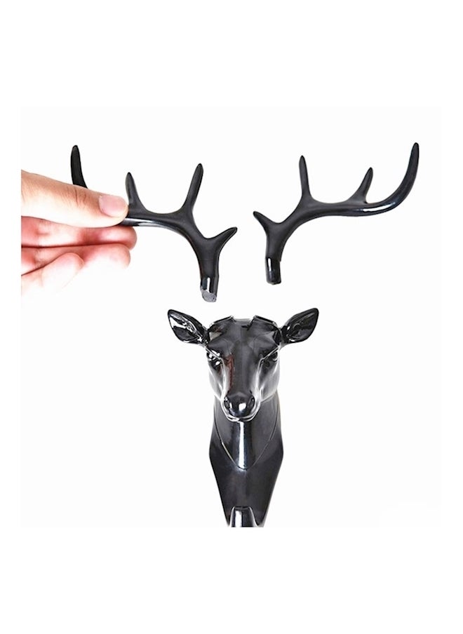 Multipurpose Deer Antlers Wall Hook Black 17x18.5cm