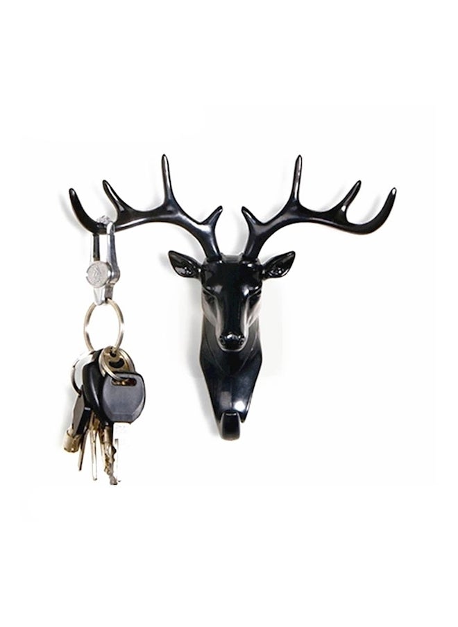 Multipurpose Deer Antlers Wall Hook Black 17x18.5cm