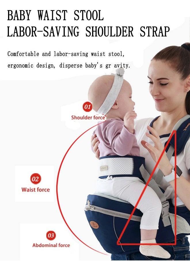 Baby Hip Seat Carrier With Storage Bag, Baby Waist Stool for Newborn to Toddler, Infant Ergonomic Waist Stool with Adjustable Strap Buckle Pocket Soft Inner Huge Storage Soft Base