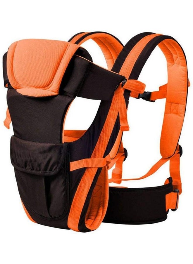 Kids 4- In -1 Adjustable Baby Carrier Cum Kangaroo Bag/Honeycomb Texture Baby Carry Sling/Back/Front Carrier For Baby With Safety Belt And Buckle Straps (Orange)