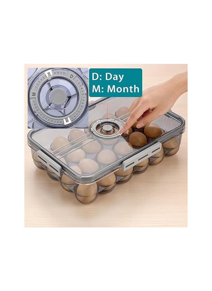 Stackable Organizer Storage Container with Removable Drain Tray,Egg Storage Organiser, Egg Baskets For Kitchen Worktops, Fridge Egg Storage (Transparent, Large)