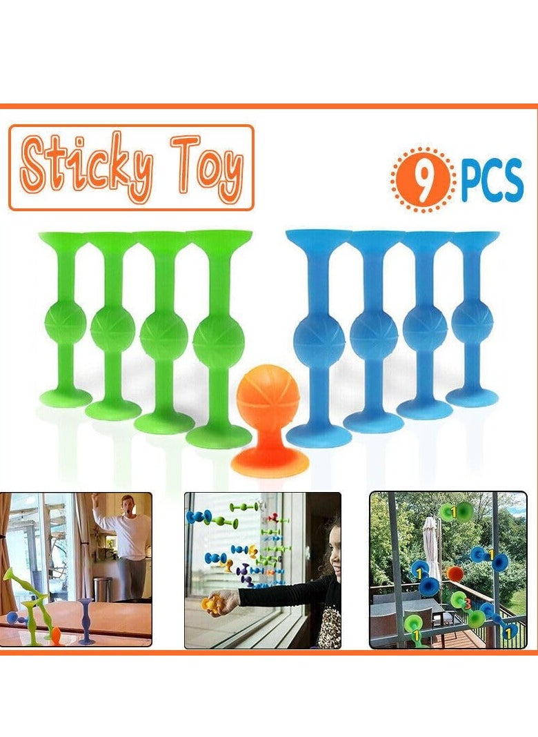 9X Pop Sucker Darts Throwing Family Interactive Toy Trickshot Stick Table Game, 3 Inch Darts in Blue, Green, Orange