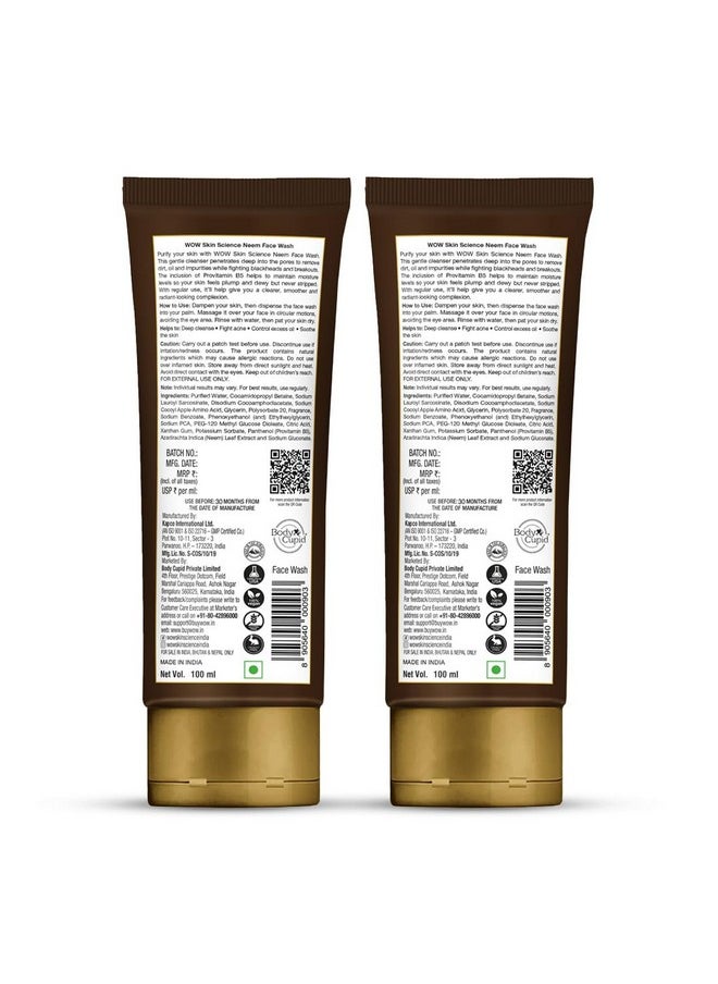 Neem Face Wash | Purifies Skin | Unclogs Pores | Fights Acne | Calms Skin | 100Ml | Pack Of 2