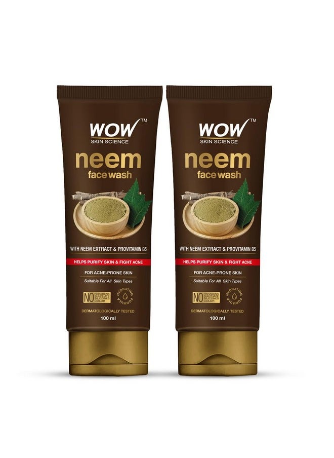 Neem Face Wash | Purifies Skin | Unclogs Pores | Fights Acne | Calms Skin | 100Ml | Pack Of 2