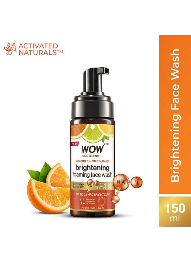 Brightening Vitamin C Foaming Face Wash With Lemon & Orange Essential Oils For Skin Brightening No Parabens Sulphate Silicones & Color 150 Ml