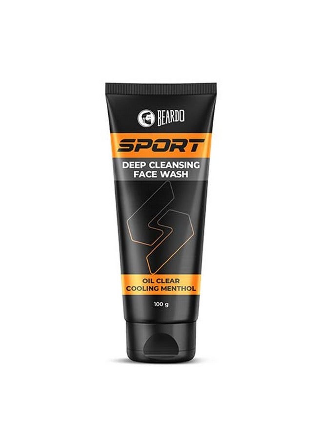 Sports Oil Control Face Wash For Men, 100Ml | Packed With Kaolin Clay For Oil Control | Deep Cleansing For Face With Cooling Menthol & Charcoal