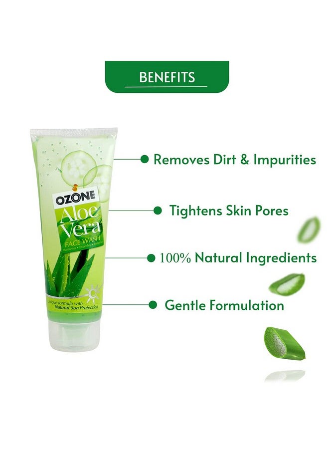 Aloe Vera Face Wash | Enriched With Aloe Vera, Cucumber, Turmeric & Tea Tree | For All Skin Type, Soft, Smooth, Refreshed & Glowing Skin | For Men & Women | 100Ml (Pack Of 3)