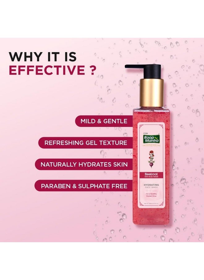 Premium Beetroot With Rose Water Facewash For Healthy Pinkish Glow -200Ml | Gently Cleanses | Hydrates & Soothes Skin | Hydrating Gentle Face Wash | Soap Free | Suitable For All Skin Types