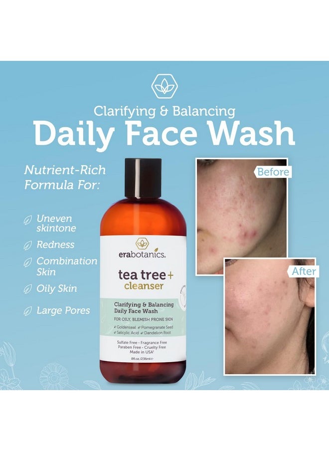 Purifying Tea Tree Oil Face Wash - Balancing Cleanser For Oily, Blemish-Prone Skin With Salicylic Acid - Sulfate-Free, Fragrance Free, Made In Usa