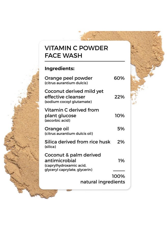 Vitamin C Face Wash For Pigmentation & Dark Spots, Coconut & Orange Face Wash For Skin Brightening, 100% Natural Powder Facewash, 15G