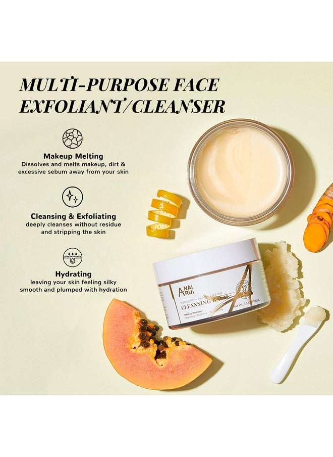 Cleansing Balm, Turmeric Makeup Remover Balm, Face Exfoliator For Melting Makeup, Oil Cleansing Balm, Cleansing Pores & Blackheads, Hydrating, Smooth Skin, 3.5Oz