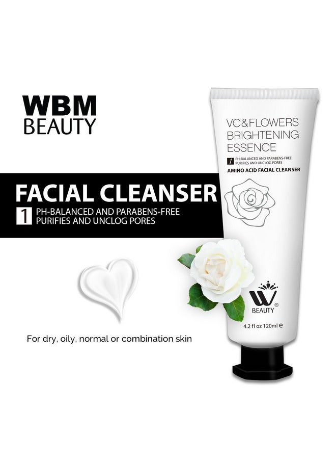 Facial Cleanser With Amino Acid, Perfect Anti-Aging, Skin Brightening And Wrinkle Reducing Acne Daily Face Wash For All Skin Types With Organic & Natural Ingredients - 4.2 Fl Oz/120 Ml