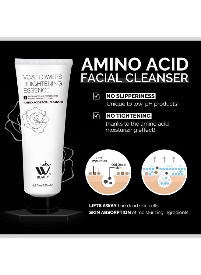 Facial Cleanser With Amino Acid, Perfect Anti-Aging, Skin Brightening And Wrinkle Reducing Acne Daily Face Wash For All Skin Types With Organic & Natural Ingredients - 4.2 Fl Oz/120 Ml