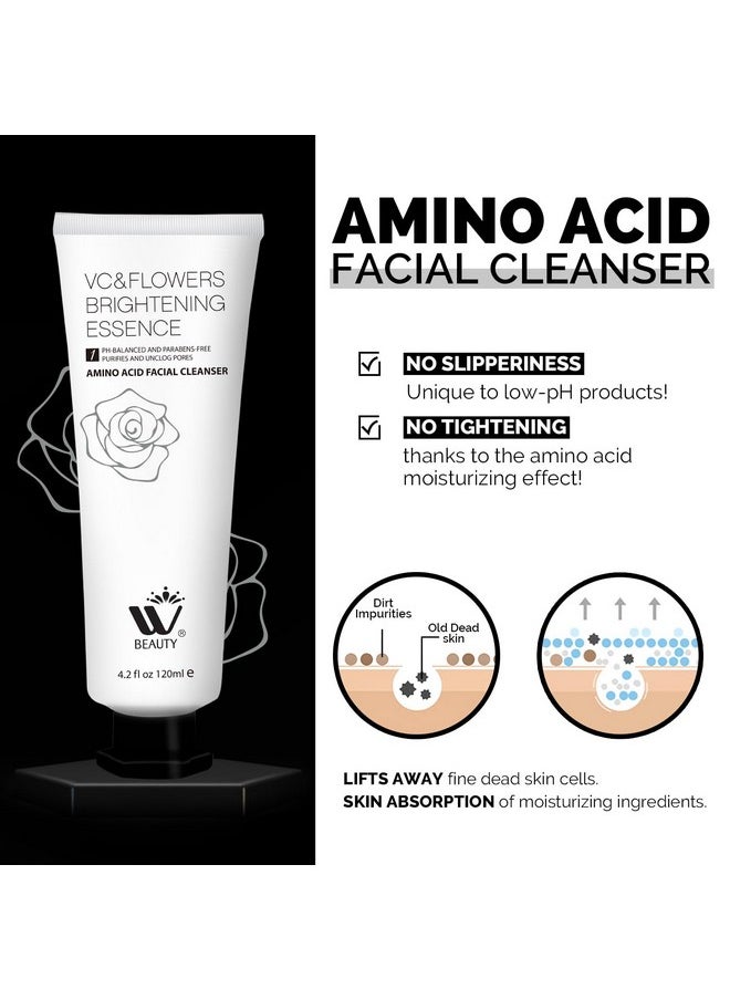 Facial Cleanser With Amino Acid, Perfect Anti-Aging, Skin Brightening And Wrinkle Reducing Acne Daily Face Wash For All Skin Types With Organic & Natural Ingredients - 4.2 Fl Oz/120 Ml