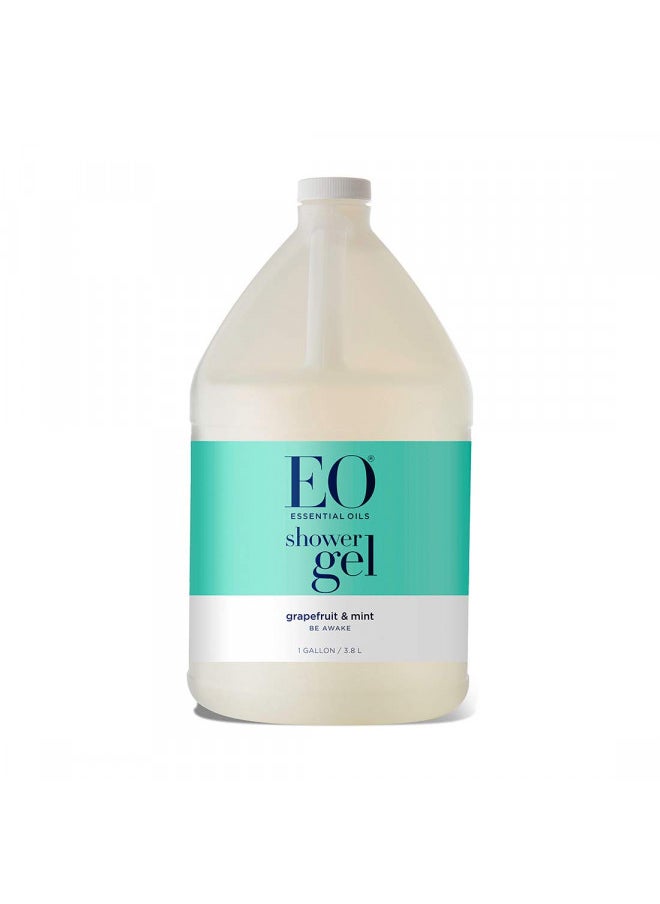 Eo Shower Gel Body Wash Refill, 1 Gallon, Grapefruit and Mint, Organic Plant Based Skin Conditioning Cleanser With Pure Essentials Oils, Pack of1