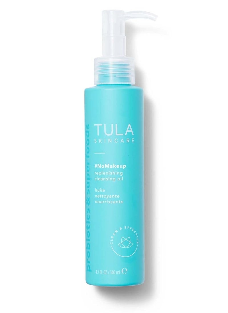 TULA Skin Care #nomakeup Replenishing Cleansing Oil - Oil Cleanser and Makeup Remover, Gently Clean and Remove Stubborn Makeup and Residue, 4.7 oz.