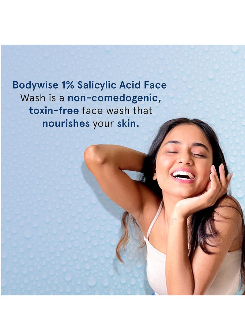 Be Bodywise 1% Salicylic Acid Oil Control Face Wash For Acne & Pimples Acid Reduces Excess Oil Exfoliates Paraben & Soap Free, 120ml