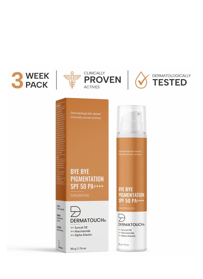 DERMATOUCH BYE BYE PIGMENTATION SUNSCREEN| SPF 50 PA++++ | FOR ALL SKIN TYPES | NO WHITE CAST | 50G