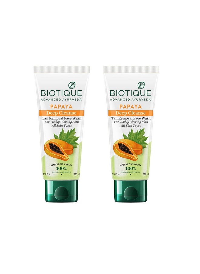 Papaya Deep Cleanse Face Wash | Gentle Exfoliation | Visibly Glowing Skin | 100% Botanical Extracts| Suitable For All Skin Types | 2X100Ml