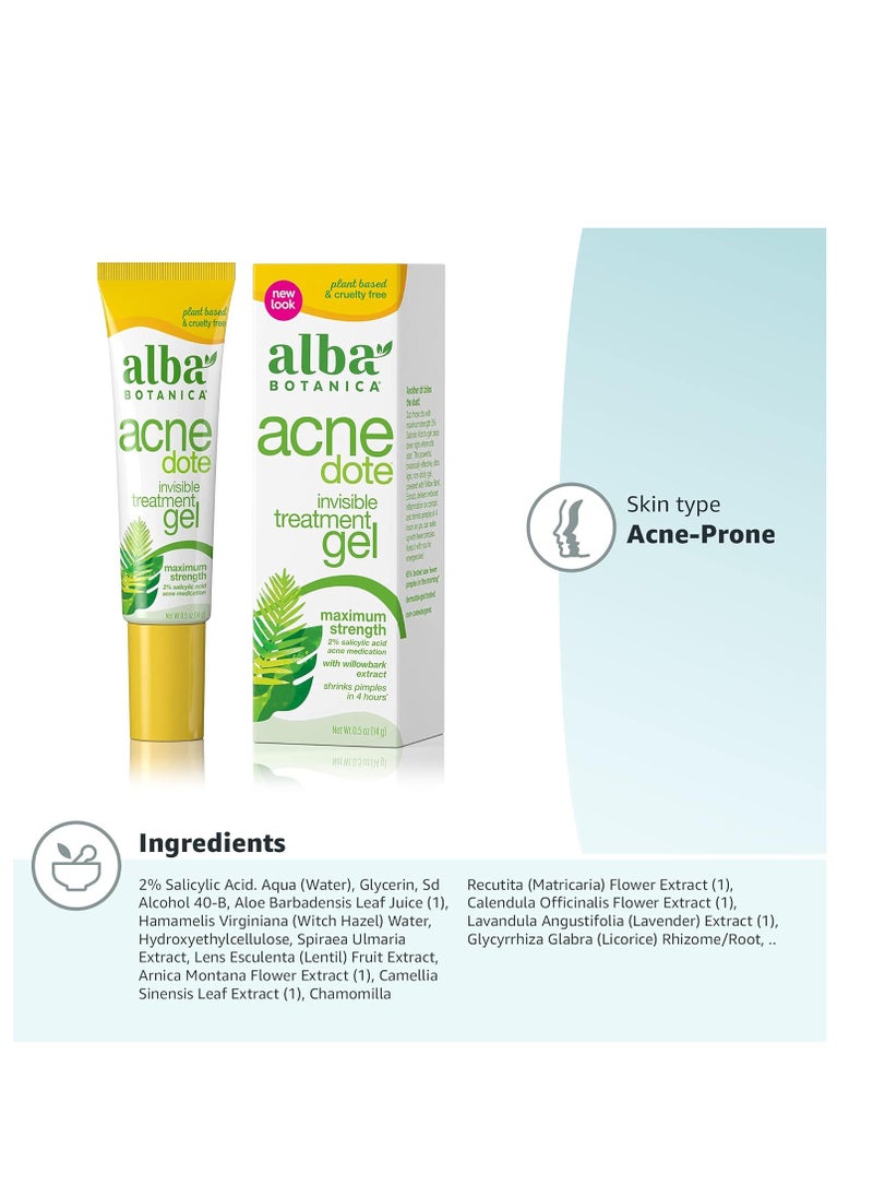 Alba Botanica Acnedote Maximum Strength Invisible Treatment Gel, 0.5 Oz